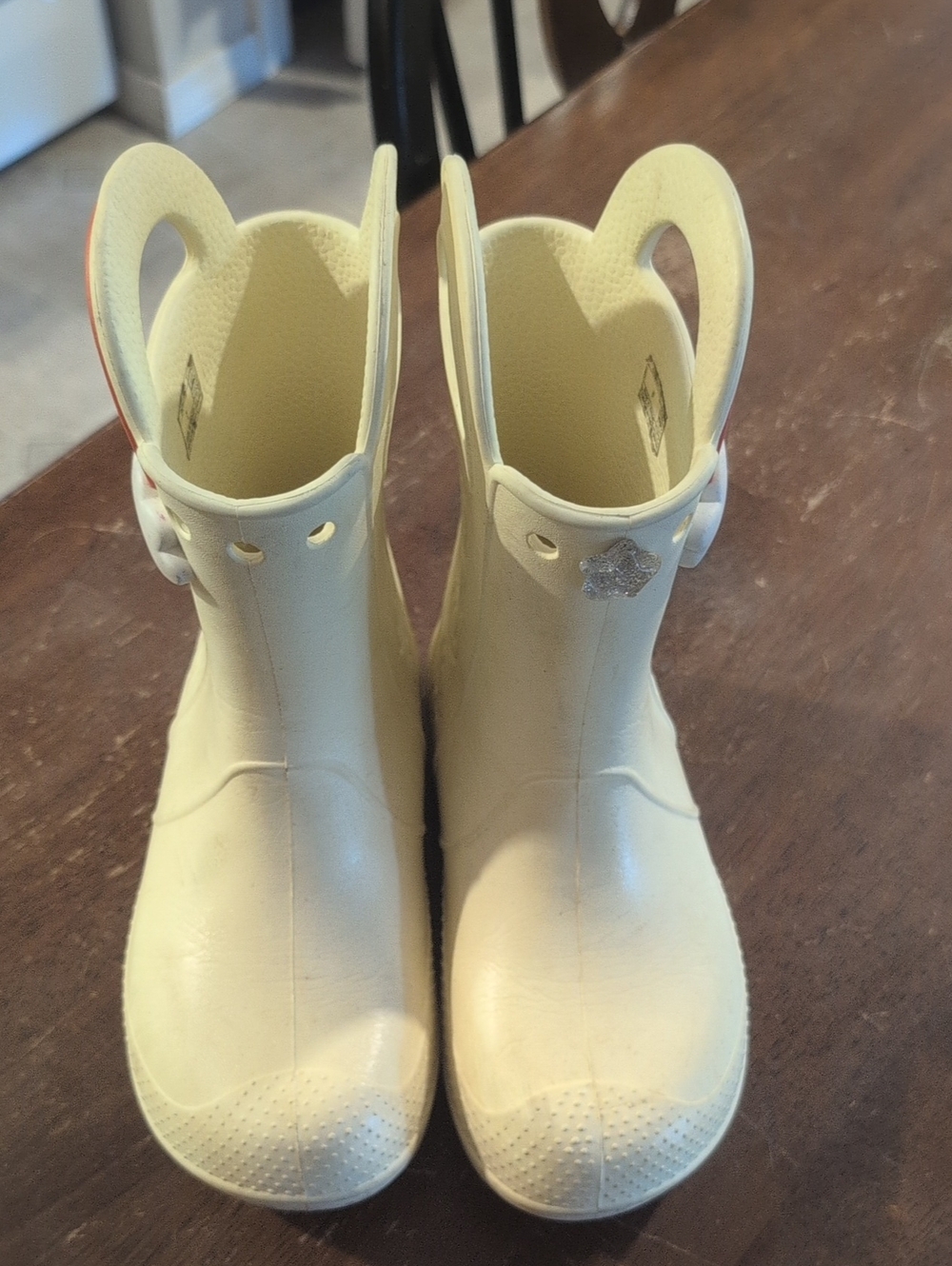 Kids Cros Cream Waterproof Pull-On Rain Boots
